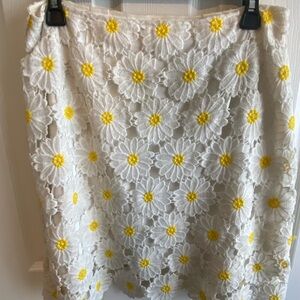 Miami White and Yellow Embellished Mini Pencil Skirt